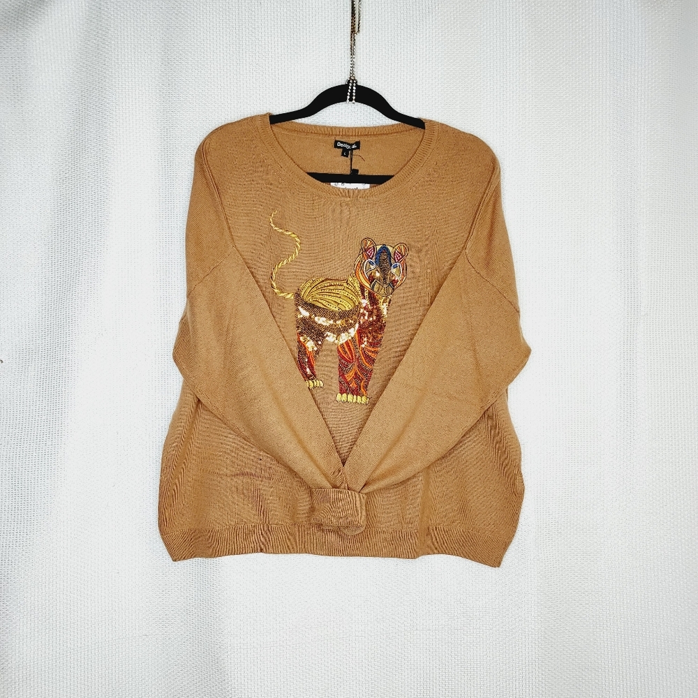 Desigual Viscose, wool and cashmere embroidered jumper - Picture 4 of 7